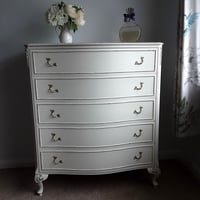 Image 4 of Original Cream Olympus Louis Style five drawer chest.