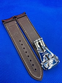 Image 3 of 20mm-22mm Omega Seamaster Planet Ocean Brown Leather/Rubber Silicone Watch Strap