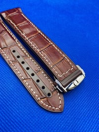 Image 7 of 20mm-22mm Omega Seamaster Planet Ocean Brown Leather/Rubber Silicone Watch Strap