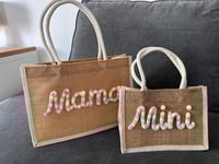 Image 1 of Embroidered Burlap Bags