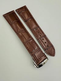 Image 1 of Omega Seamaster 22mm Brown Leather watch strap With Stainless Steel Deploy Clasp