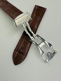 Image 4 of Omega Seamaster 22mm Brown Leather watch strap With Stainless Steel Deploy Clasp
