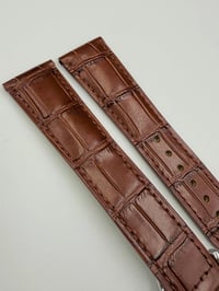 Image 3 of Omega Seamaster 22mm Brown Leather watch strap With Stainless Steel Deploy Clasp