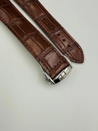 Image 2 of Omega Seamaster 22mm Brown Leather watch strap With Stainless Steel Deploy Clasp
