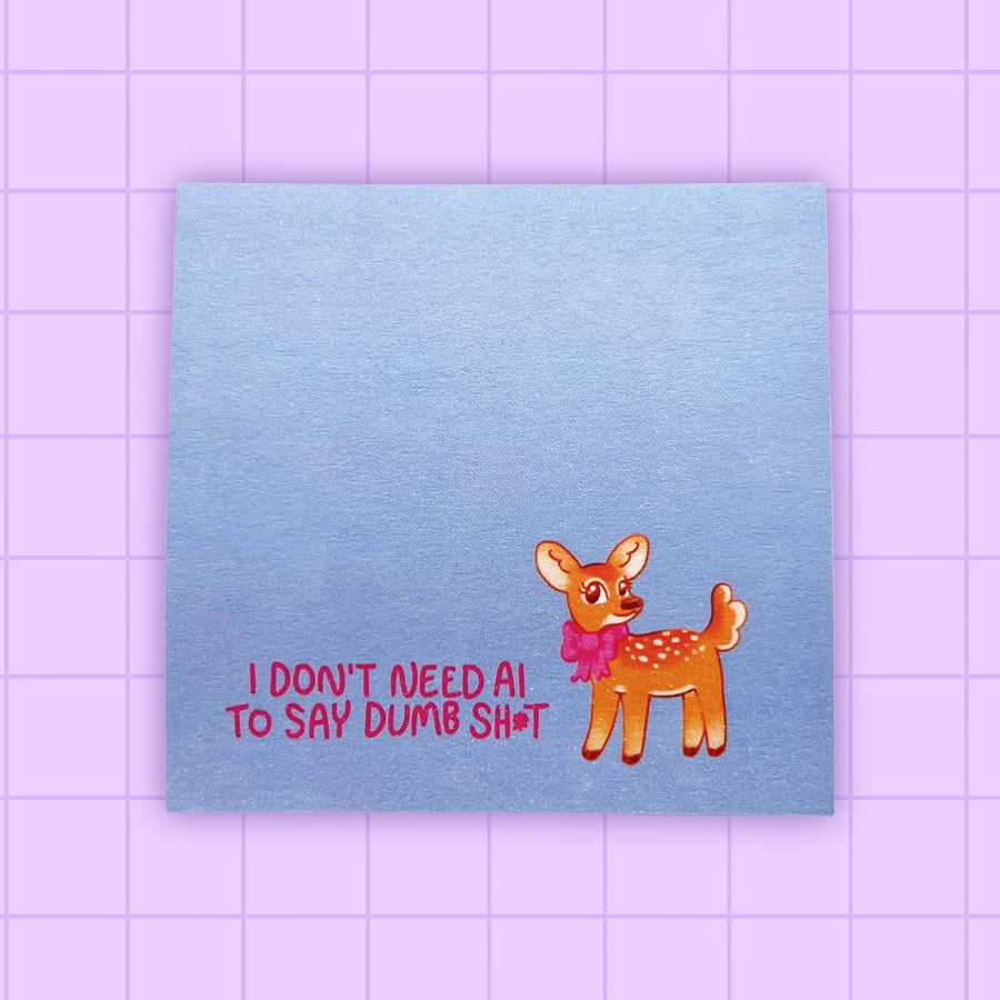 Image of Anti-AI cute deer fawn sticky notes