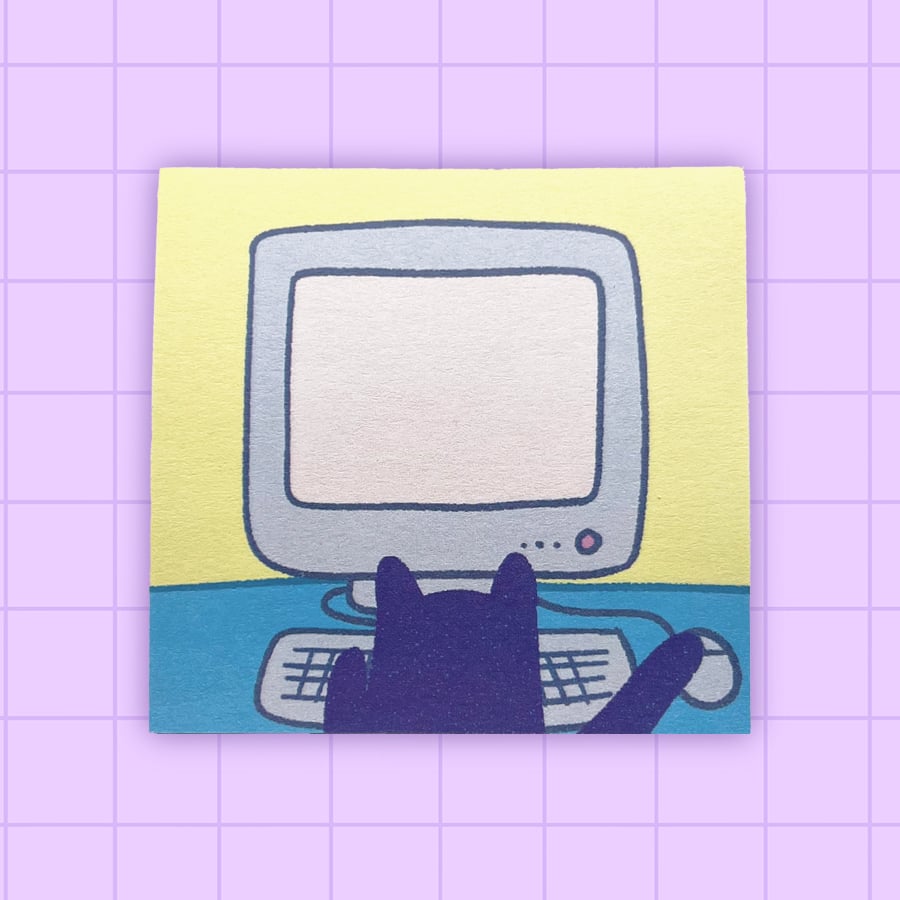 Image of Pastel computer cat sticky notes