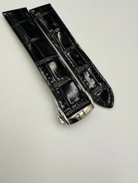 Image 1 of Omega Seamaster 22mm Black Leather watch strap With Stainless Steel Deploy Clasp