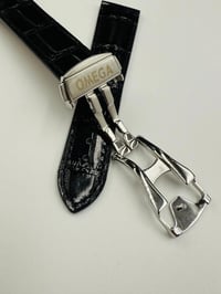 Image 5 of Omega Seamaster 22mm Black Leather watch strap With Stainless Steel Deploy Clasp