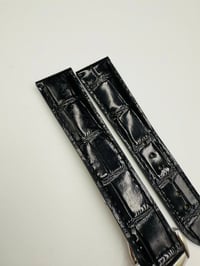 Image 3 of Omega Seamaster 22mm Black Leather watch strap With Stainless Steel Deploy Clasp