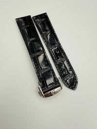 Image 2 of Omega Seamaster 22mm Black Leather watch strap With Stainless Steel Deploy Clasp