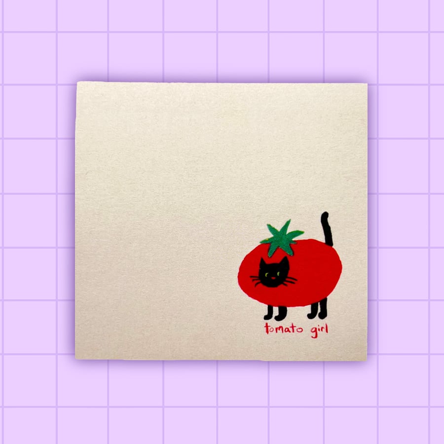 Image of Tomato girl black cat sticky notes