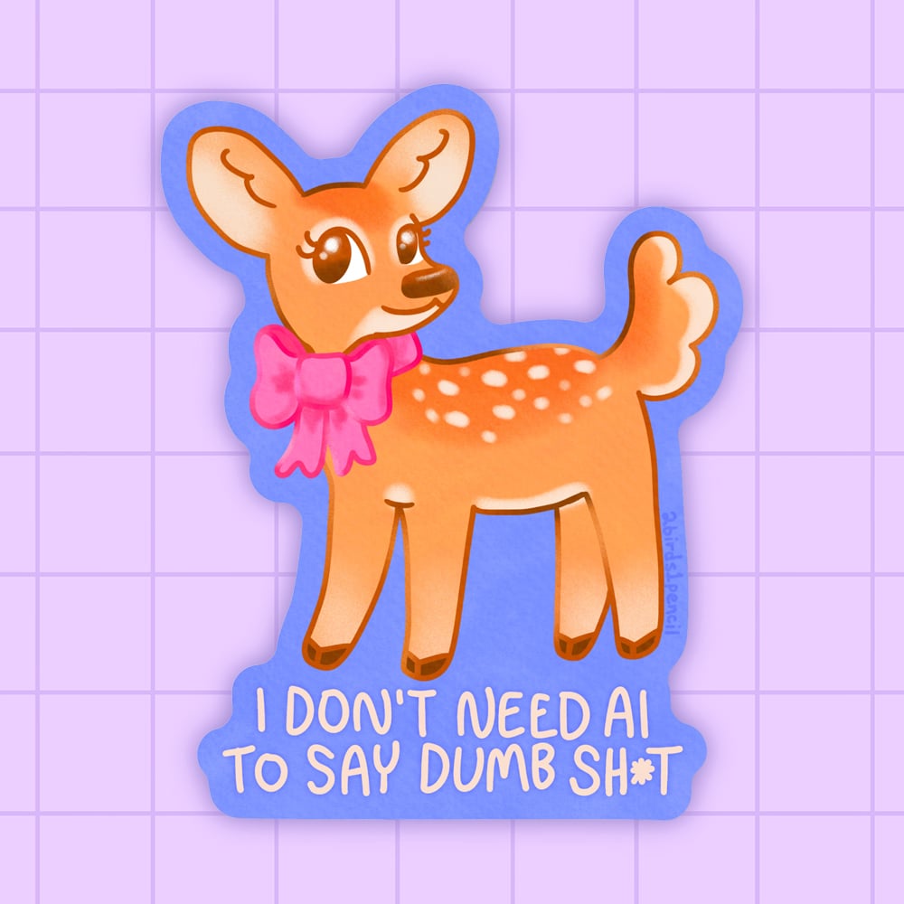Image of Anti-AI cute deer fawn vinyl sticker