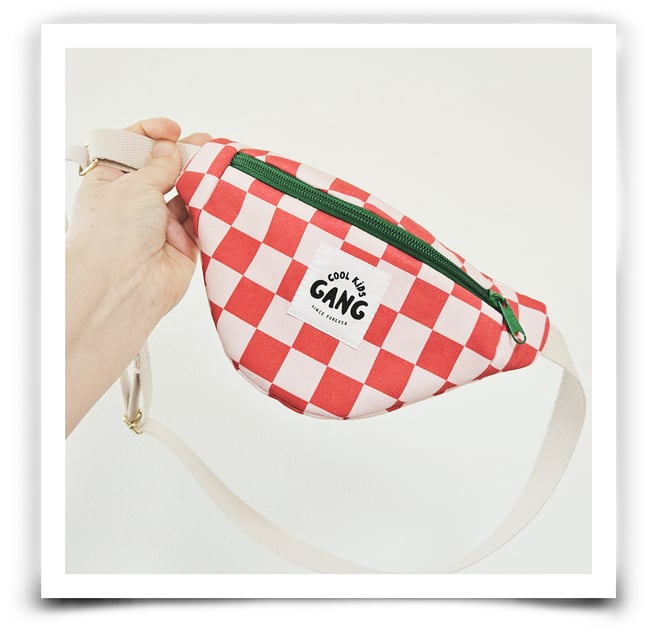 Banane enfant damier rouge et rose