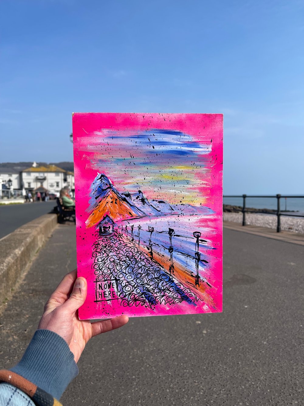 "Sidmouth Chaos..." Pink series... Original on wood...