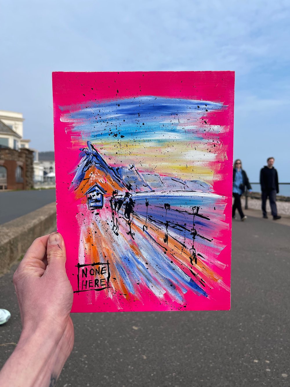 "Sidmouth Sea scape..." Pink series... Original on wood...
