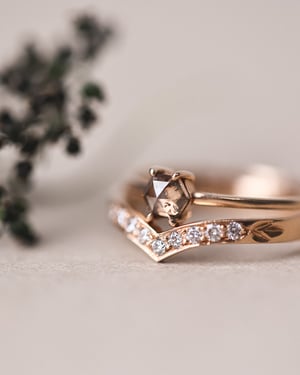 Image of *SALE - was £1650* 18ct Rose gold, Hexagonal brown grey diamond ring (LON199)