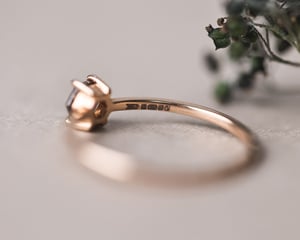 Image of *SALE - was £1650* 18ct Rose gold, Hexagonal brown grey diamond ring (LON199)