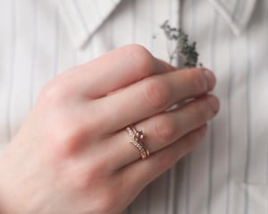 Image of *SALE - was £1650* 18ct Rose gold, Hexagonal brown grey diamond ring (LON199)