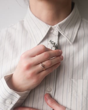 Image of *SALE - was £1650* 18ct Rose gold, Hexagonal brown grey diamond ring (LON199)