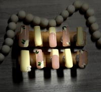 Image 1 of LONG SQUARE LEMON ACRYLIC NAILS