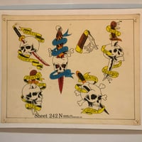 Image 1 of 1978 hand colored Spaulding & Roger’s production sheet skulls 11x14