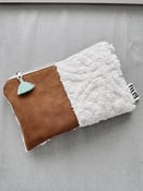 Image of White and Leather Pouch
