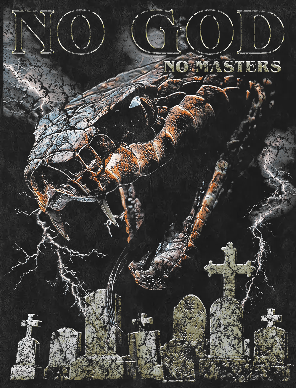 No God Snake Snow Washed Oversized Tee - 250 GSM