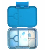 Image 3 of Mum Made Yum Bento Lunchbox (Large) 4 or 6 compartment interchangeable bento - Blue Sparkle Soccer