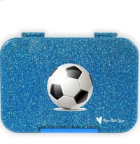 Image 1 of Mum Made Yum Bento Lunchbox (Large) 4 or 6 compartment interchangeable bento - Blue Sparkle Soccer