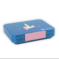 Image 3 of Mum Made Yum Bento Lunchbox (Large) 4 or 6 compartment interchangeable bento - Blue Sparkle Unicorn