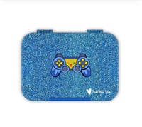 Image 1 of Mum Made Yum Bento Lunchbox (Medium) 4 or 6 compartment interchangeable bento - Blue Sparkle Gamer