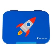 Image 1 of Mum Made Yum Bento Lunchbox (Medium) 4 or 6 compartment interchangeable bento - Blue Rocket
