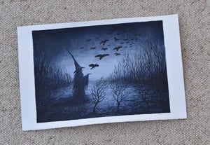 Image of FLIGHT OF KROWS - small original painting