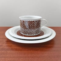 Image 1 of Arabia Finland Faenza Brown Tea Cup Trio Set