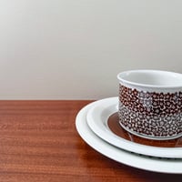 Image 2 of Arabia Finland Faenza Brown Tea Cup Trio Set