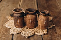 Image 2 of Antik wood vase brown and white