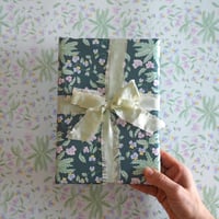 Image 1 of Green Trailing Violets Double Sided Floral Gift Wrap | 500 x 700 mm 