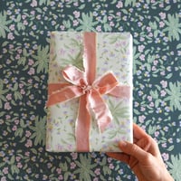 Image 2 of Green Trailing Violets Double Sided Floral Gift Wrap | 500 x 700 mm 