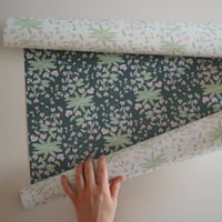 Image 4 of Green Trailing Violets Double Sided Floral Gift Wrap | 500 x 700 mm 
