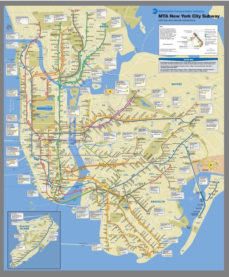 Image of NYC MTA Subway map (Aug 2023)