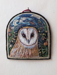 Image 1 of Barn Owl Window miniature embroidery hanging 