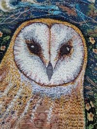 Image 2 of Barn Owl Window miniature embroidery hanging 
