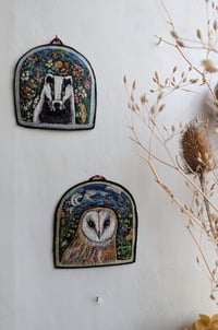 Image 4 of Barn Owl Window miniature embroidery hanging 
