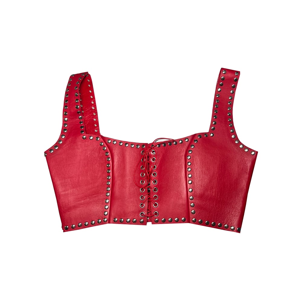 Image of RED STUDDED CORSLET- PROTOTYPE