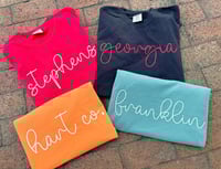 Script Team County + State Comfort Color Tees