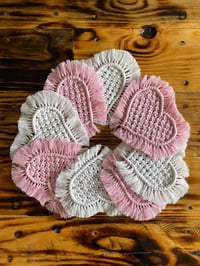 Handcrafted Heart Shape Macramé Coaster Set