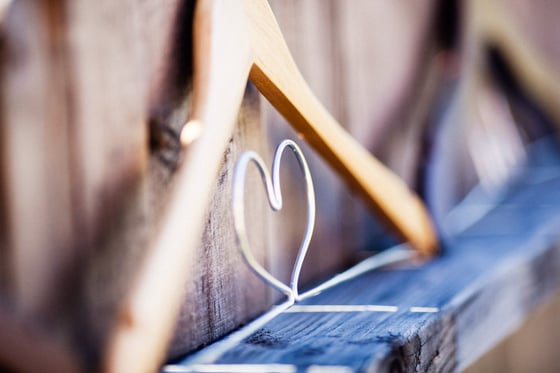 Image of Blonde Wood and Wire Personalized Wedding Dress Hanger