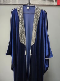 Image 10 of Tatreeze Velvet Abaya Green/Red/Navy (Made in Jordan) copy