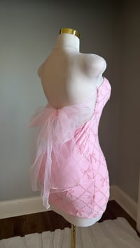 Image 4 of Elle mesh bow mini dress (pink)