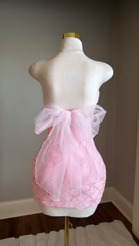 Image 5 of Elle mesh bow mini dress (pink)